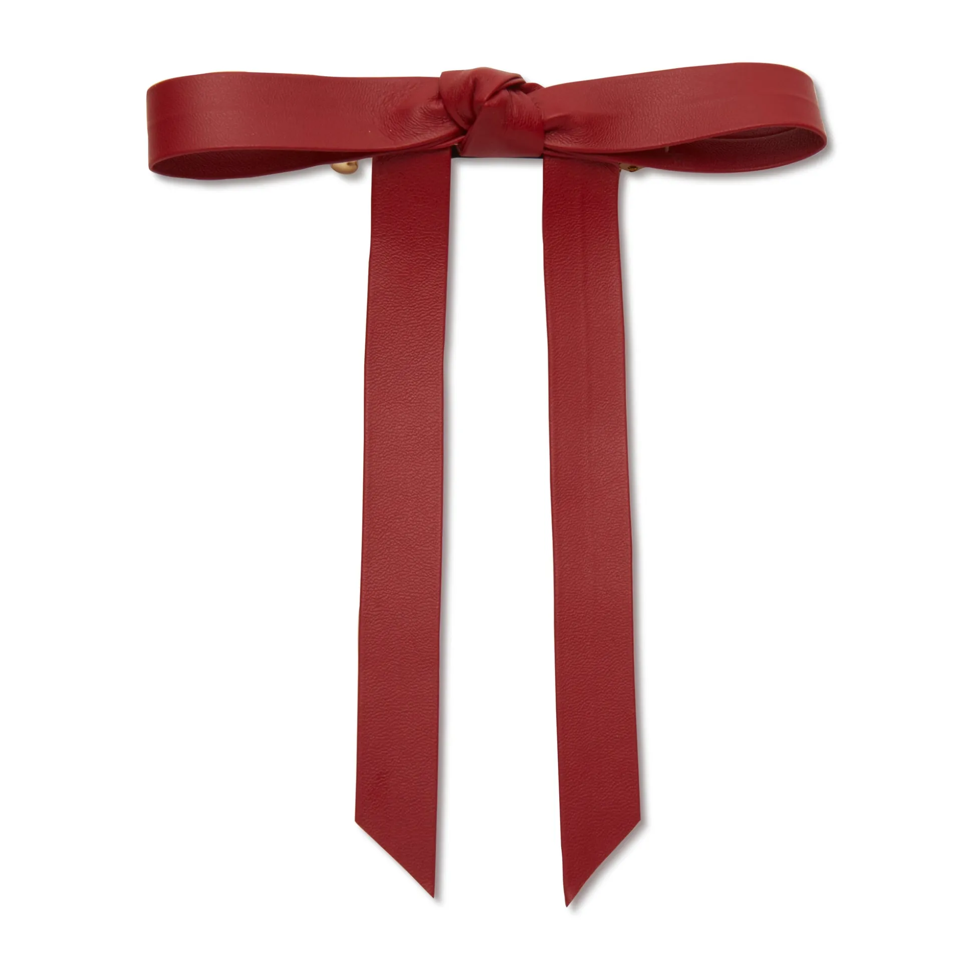 LIPSTICK RED BARDOT FAUX LEATHER BOW BARRETTE