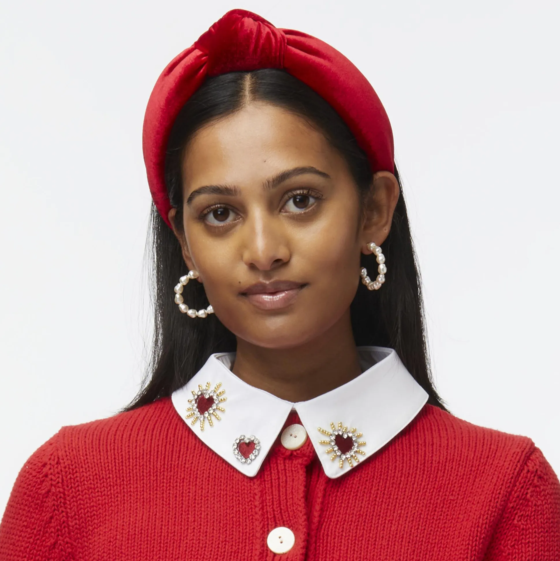 LIPSTICK RED CRYSTAL HEARTBURST COLLAR