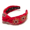 LIPSTICK RED KNOTTED CRYSTAL HEARTBURST HEADBAND
