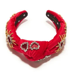 LIPSTICK RED KNOTTED CRYSTAL HEARTBURST HEADBAND