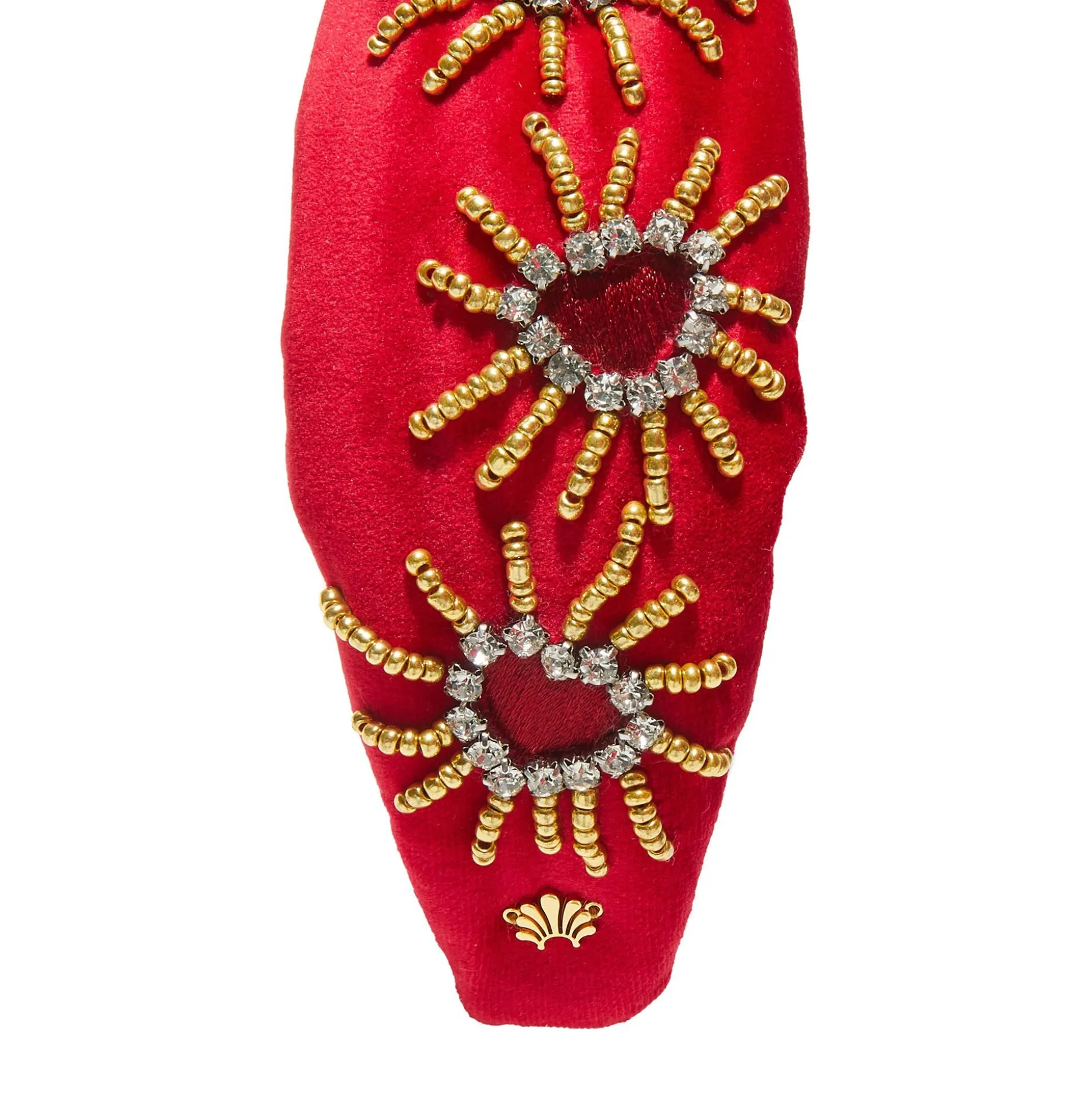 LIPSTICK RED KNOTTED CRYSTAL HEARTBURST HEADBAND