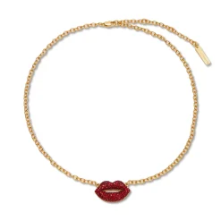 LIPSTICK RED LELE SADOUGHI X MARILYN MONROE PAVE KISS NECKLACE