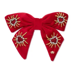 LIPSTICK RED LIBBY CRYSTAL HEARTBURST BOW BARRETTE
