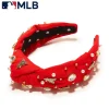 LOS ANGELES ANGELS LELE SADOUGHI / MLB RED EMBELLISHED KNOTTED HEADBAND
