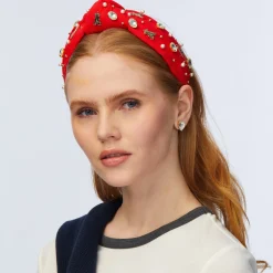 LOS ANGELES ANGELS LELE SADOUGHI / MLB RED EMBELLISHED KNOTTED HEADBAND