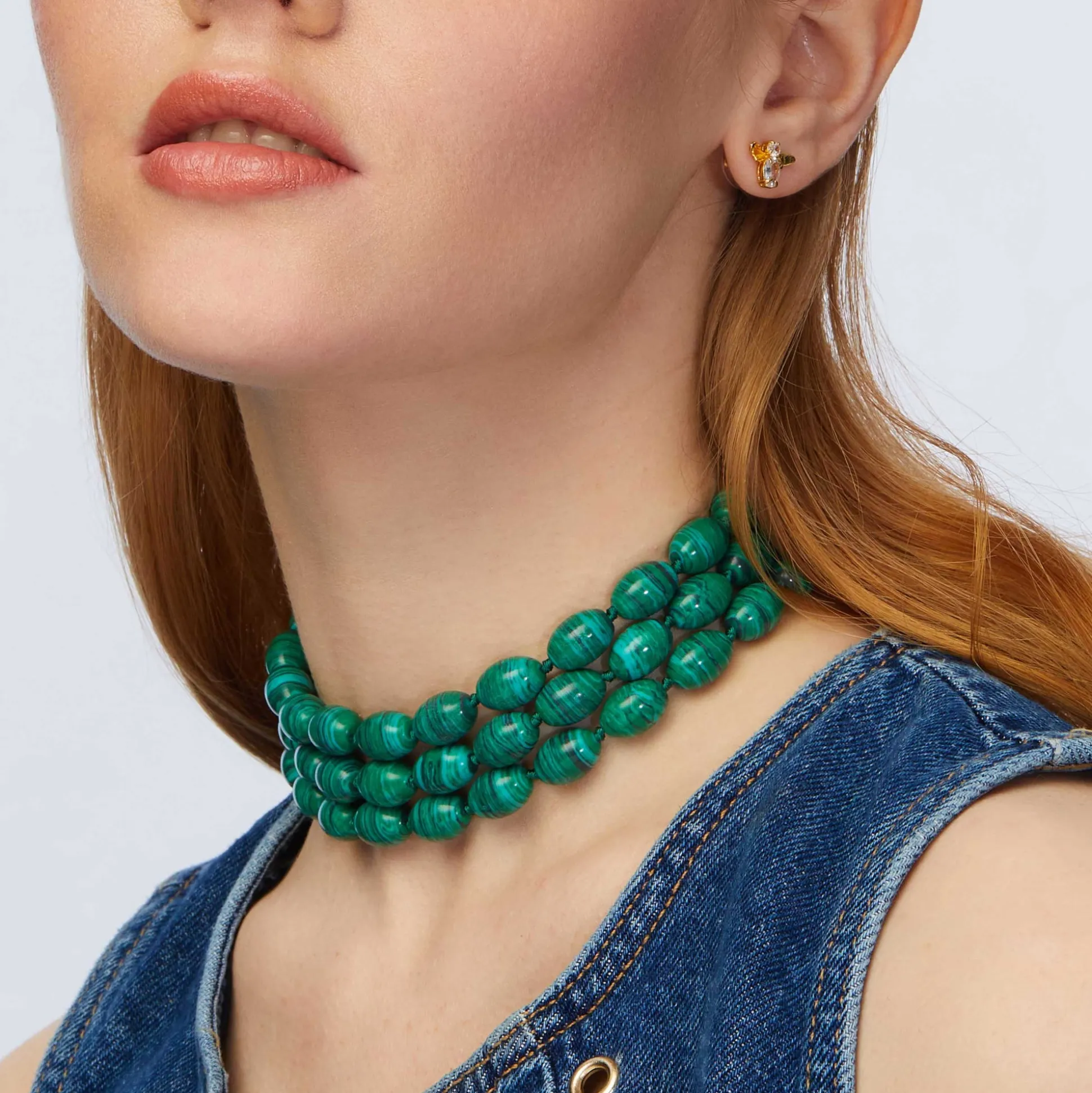 MALACHITE DIANA TRIPLE ROW CHOKER