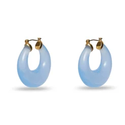 MARCH AQUAMARINE BIRTHSTONE DOUBLE HOOP