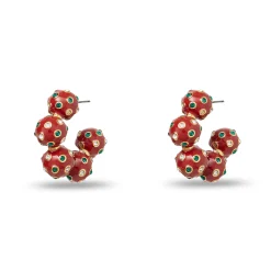 MERLOT BEADED HOOP EARRINGS