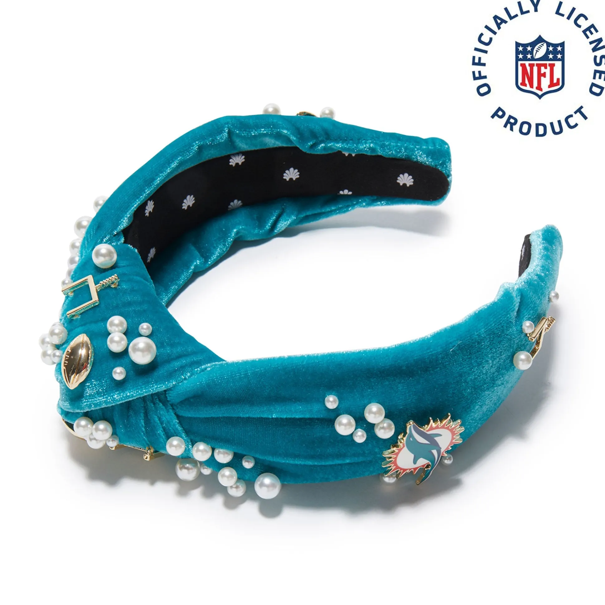 MIAMI DOLPHINS LELE SADOUGHI X NFL AQUA EMBELLISHED KNOTTED HEADBAND