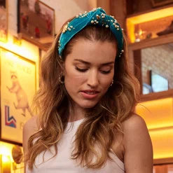 MIAMI DOLPHINS LELE SADOUGHI X NFL AQUA EMBELLISHED KNOTTED HEADBAND