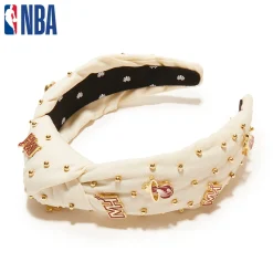MIAMI HEAT LELE SADOUGHI / NBA IVORY EMBELLISHED KNOTTED HEADBAND