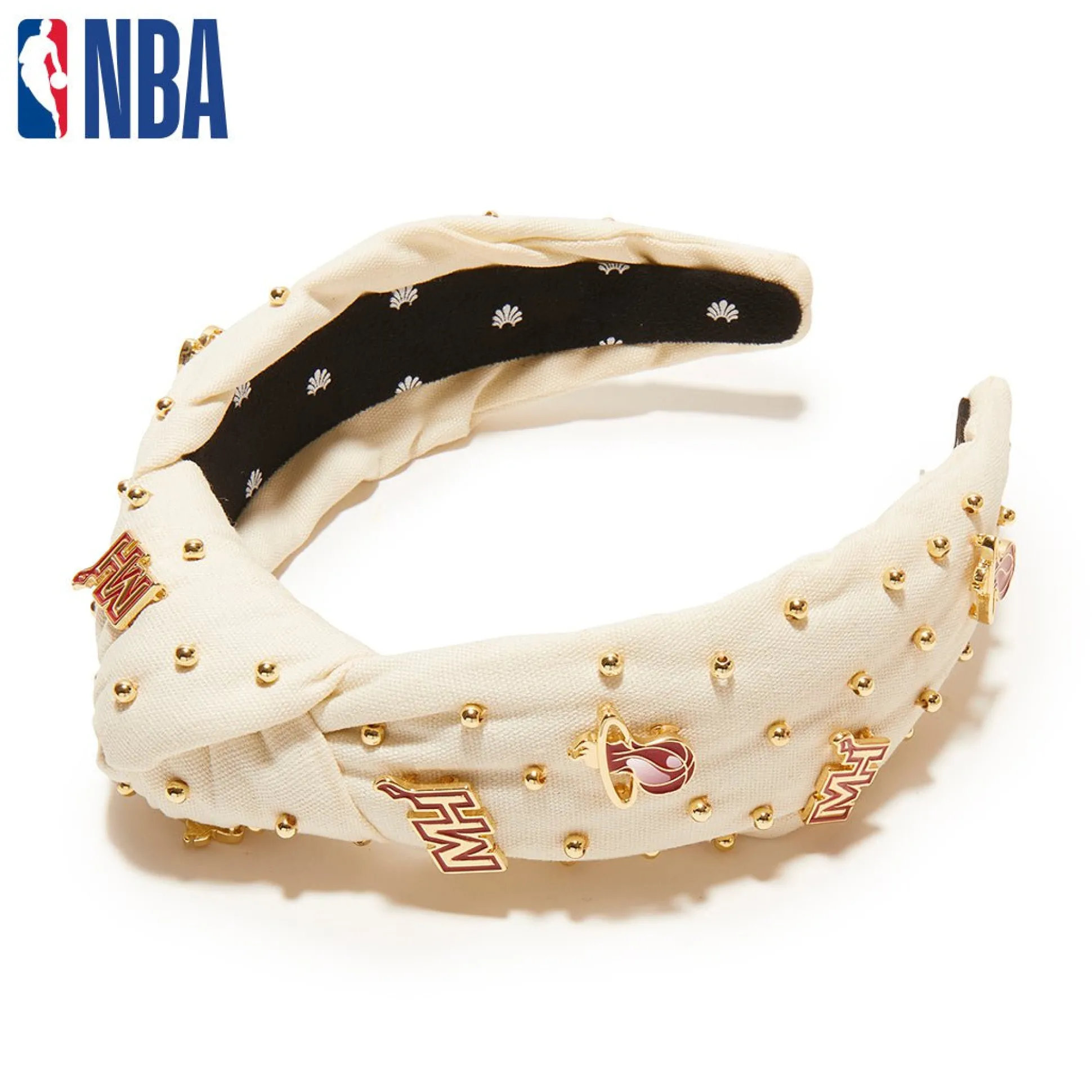 MIAMI HEAT LELE SADOUGHI / NBA IVORY EMBELLISHED KNOTTED HEADBAND