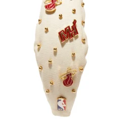 MIAMI HEAT LELE SADOUGHI / NBA IVORY EMBELLISHED KNOTTED HEADBAND