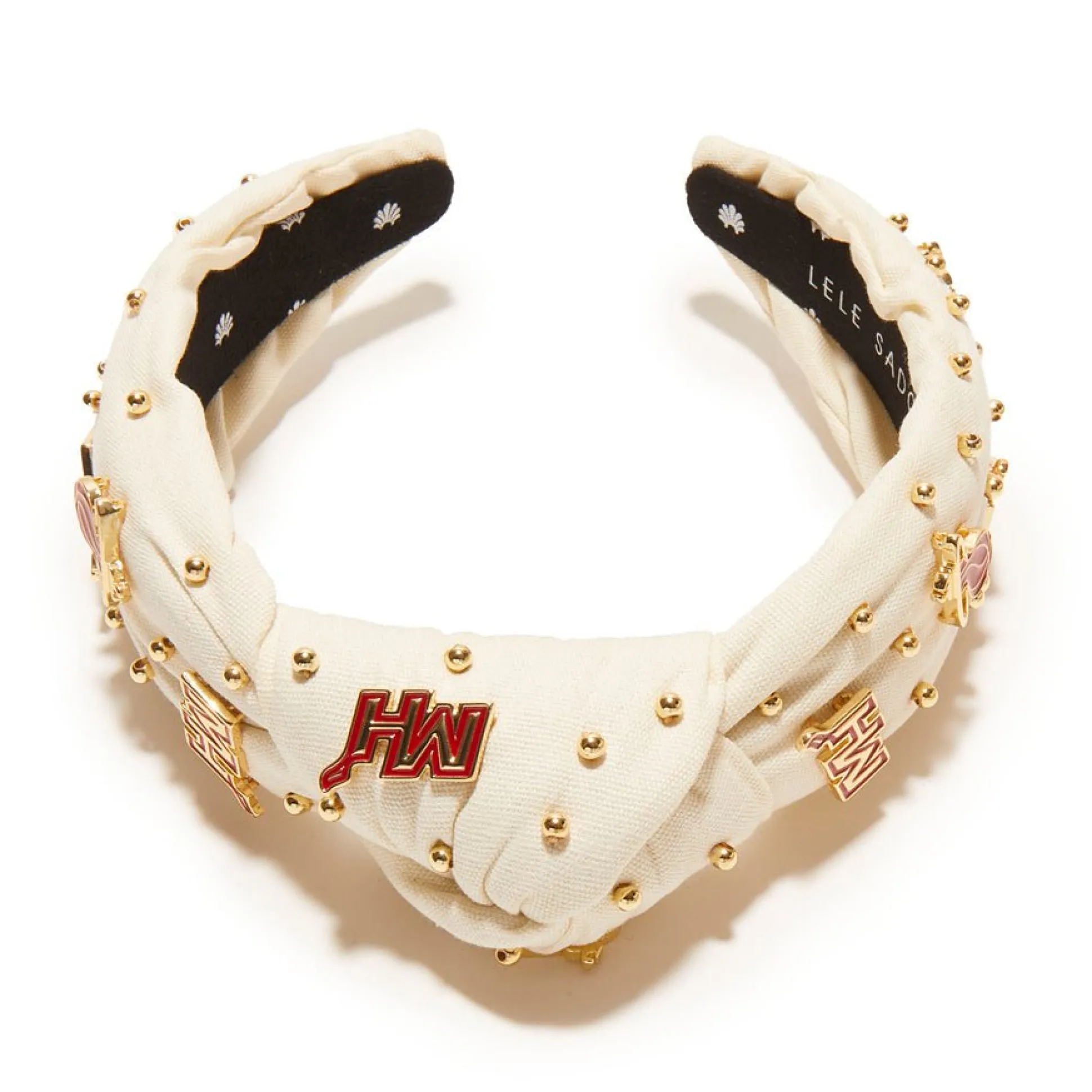 MIAMI HEAT LELE SADOUGHI / NBA IVORY EMBELLISHED KNOTTED HEADBAND