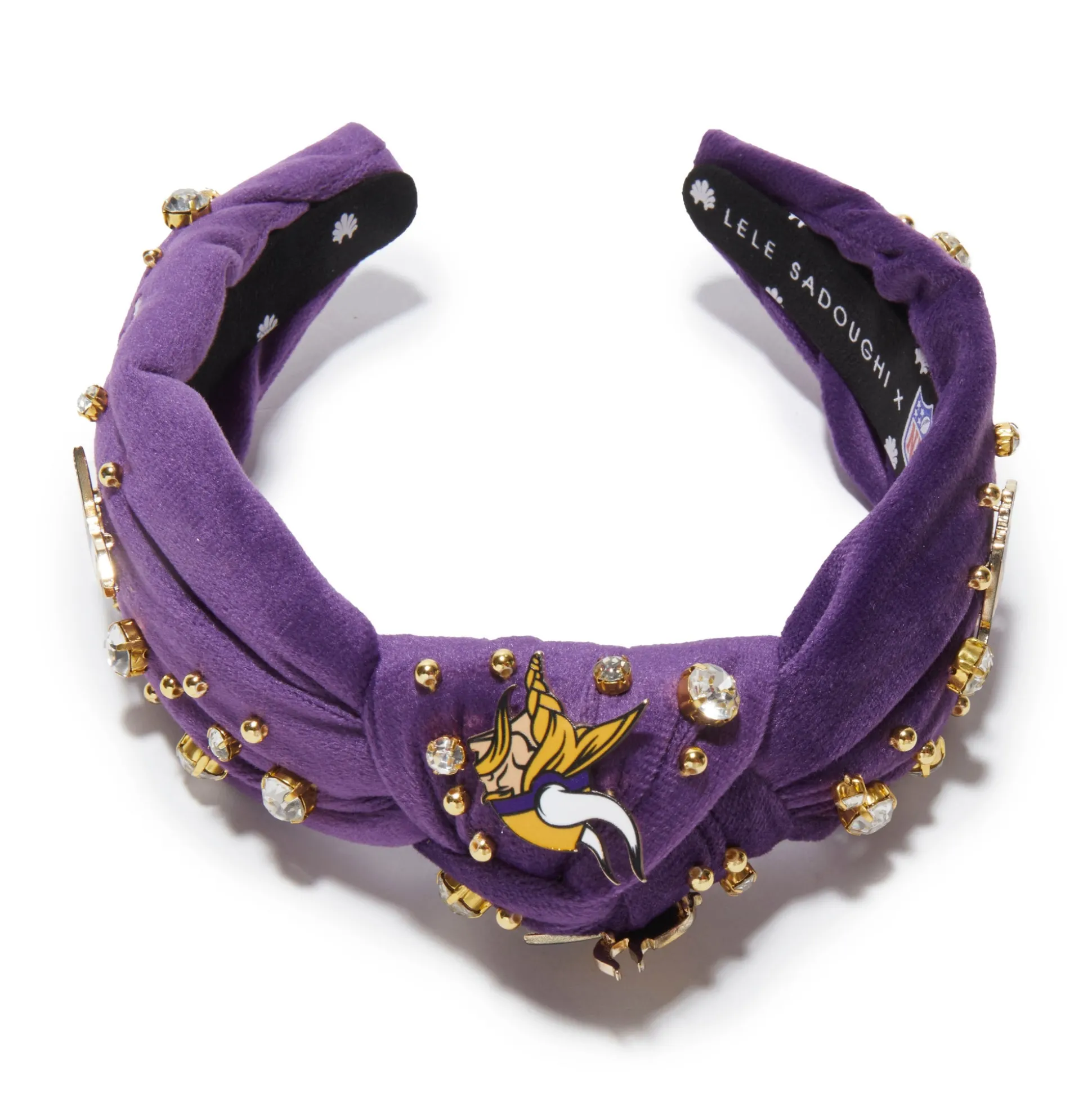 MINNESOTA VIKINGS LELE SADOUGHI X NFL PURPLE EMBELLISHED KNOTTED HEADBAND