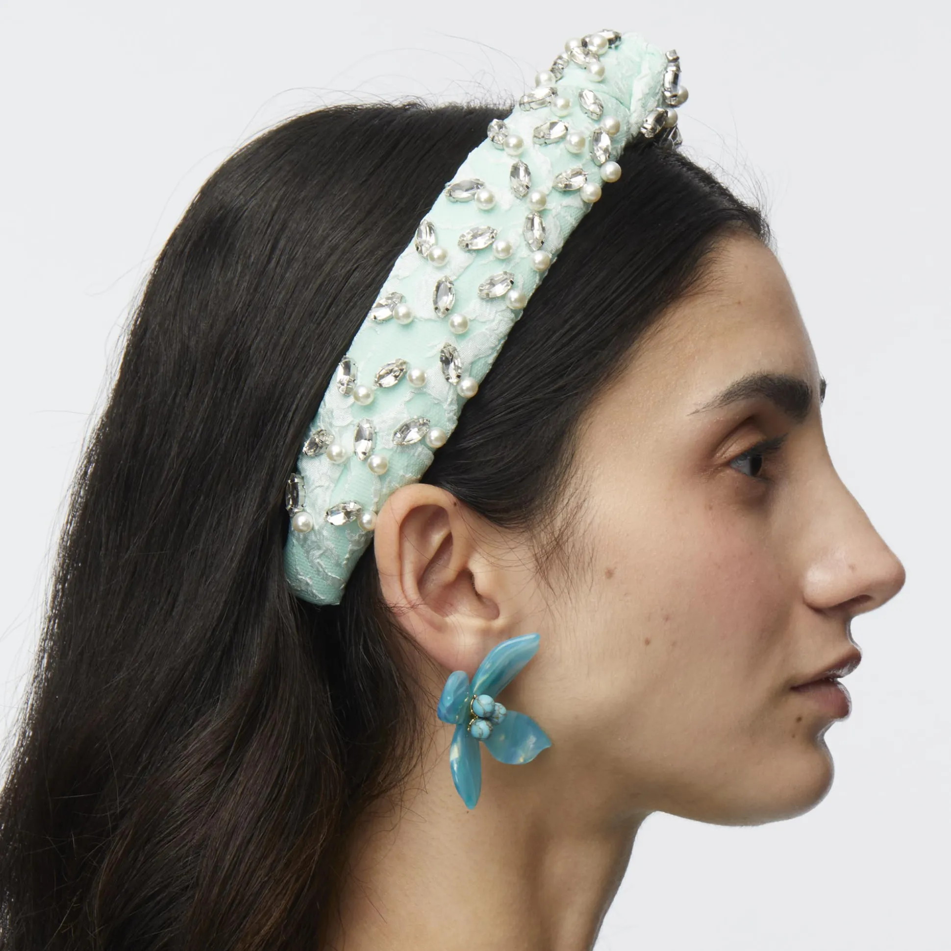 MINT SLIM KNOTTED CRYSTAL GRID HEADBAND