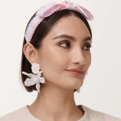 MOTHER OF PEARL CRYSTAL LILY EARRINGS