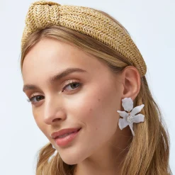 MOTHER OF PEARL SMALL CRYSTAL LILY EARRINGS