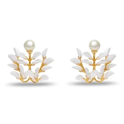 MOTHER OF PEARL VINE LEAF CHANDELIER EARRINGS