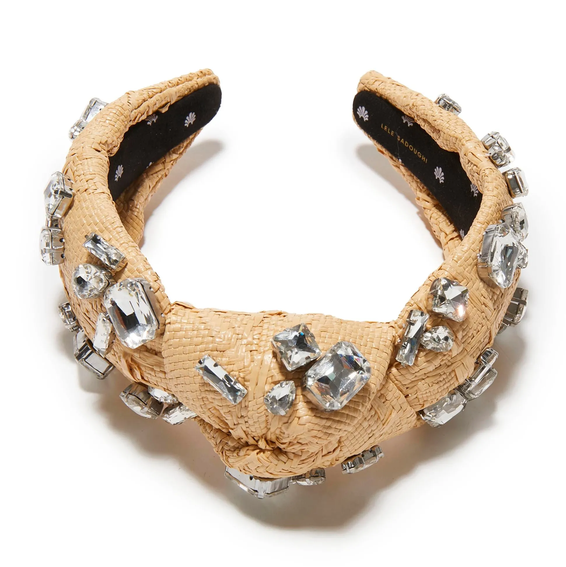 NATURAL KNOTTED CANDY CRYSTAL RAFFIA HEADBAND