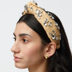 NATURAL KNOTTED CANDY CRYSTAL RAFFIA HEADBAND