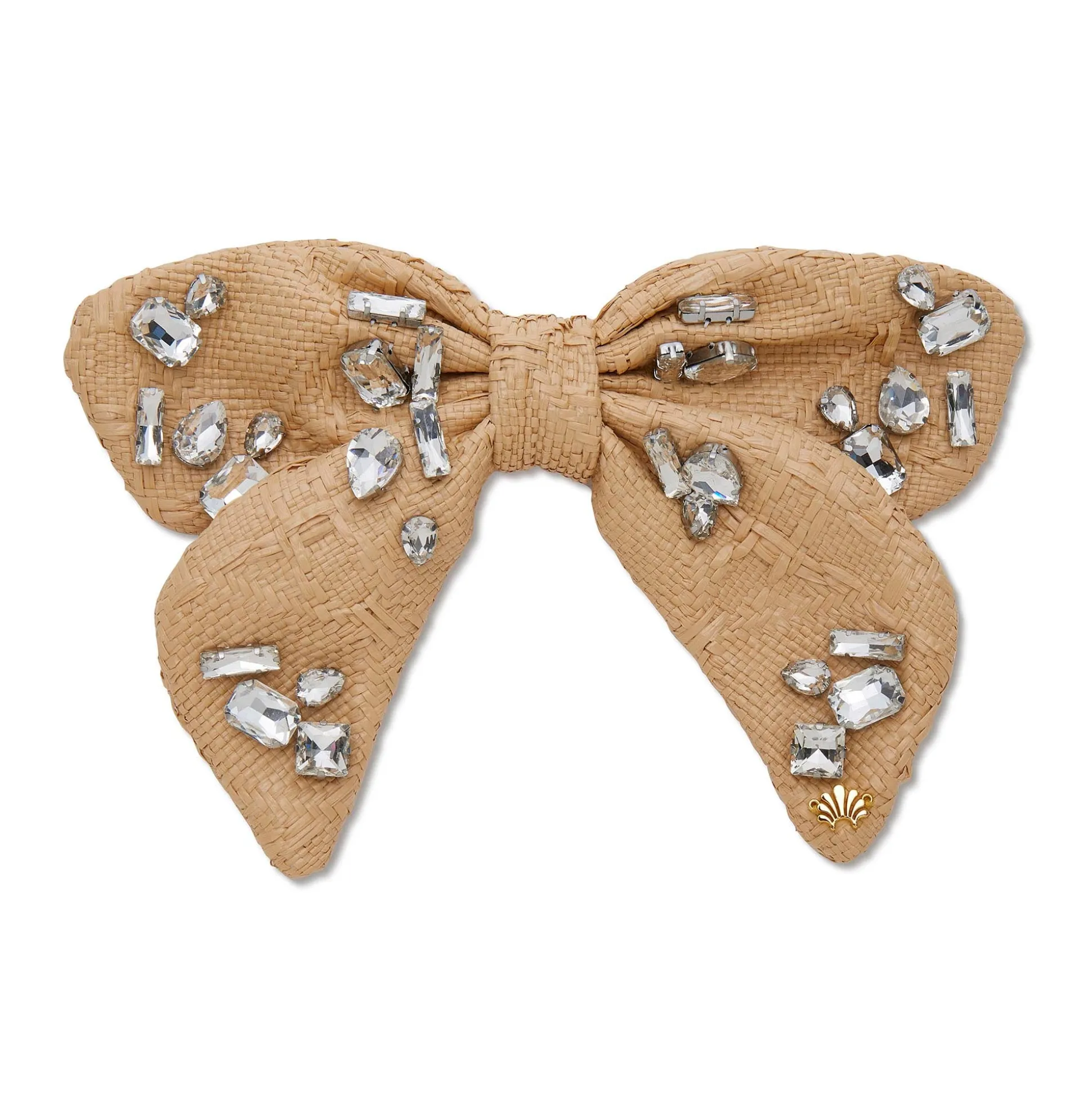 NATURAL LIBBY CANDY CRYSTAL RAFFIA BOW