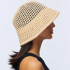 NATURAL OPEN WEAVE BUCKET HAT