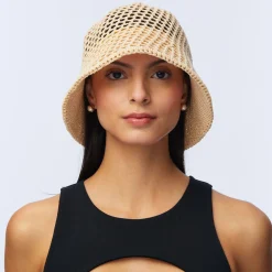 NATURAL OPEN WEAVE BUCKET HAT