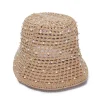 NATURAL OPEN WEAVE PEARL BUCKET HAT
