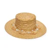 NATURAL PEARL POMS STRAW HAT