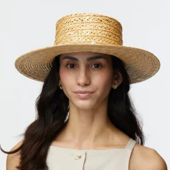 NATURAL PEARL POMS STRAW HAT
