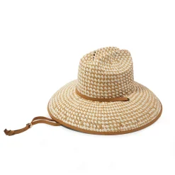 NATURAL STRAW CHECKERED HAT