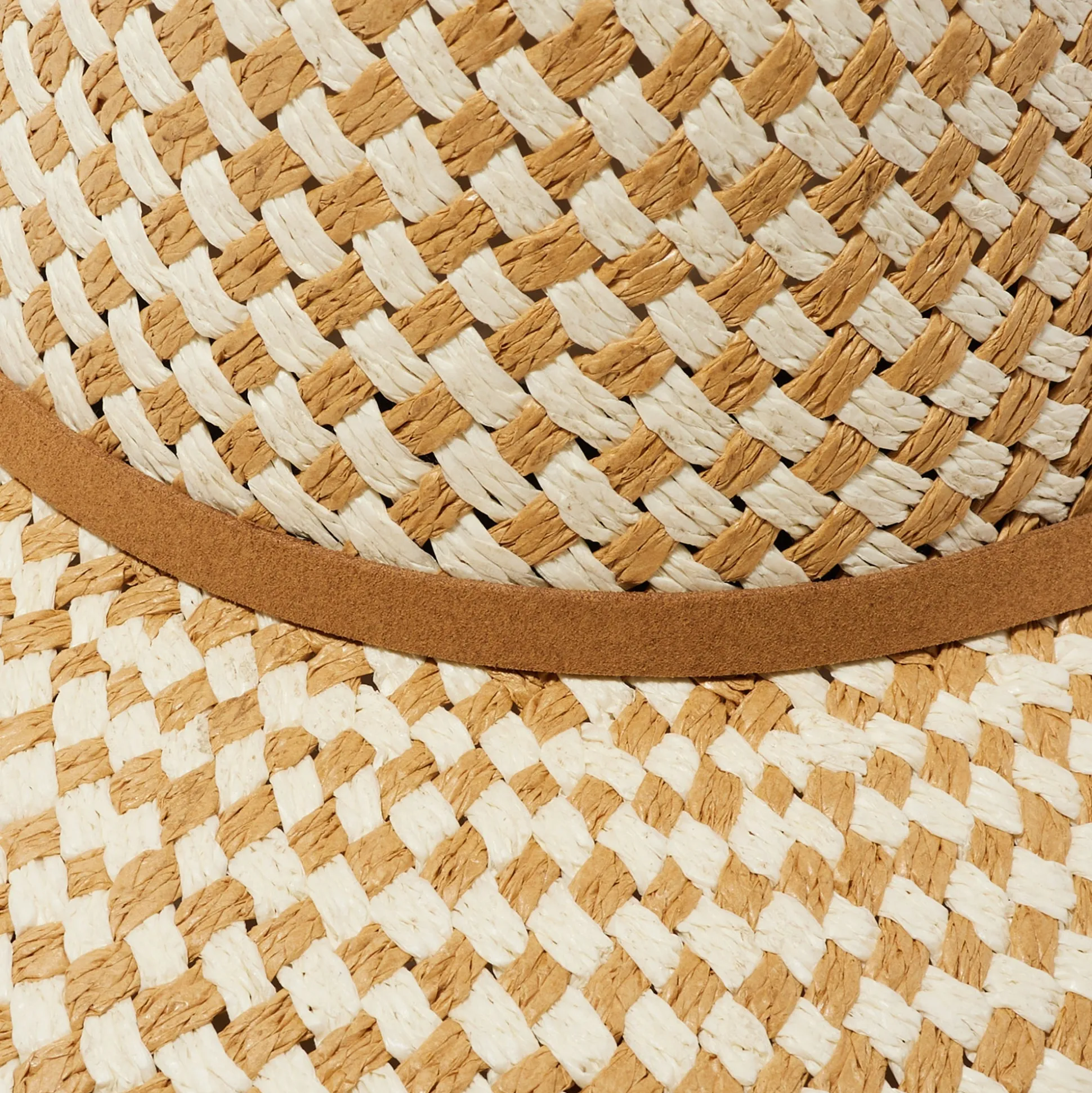 NATURAL STRAW CHECKERED HAT
