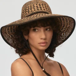 NEUTRAL NIGHT BRIELLE CHECKERED STRAW HAT