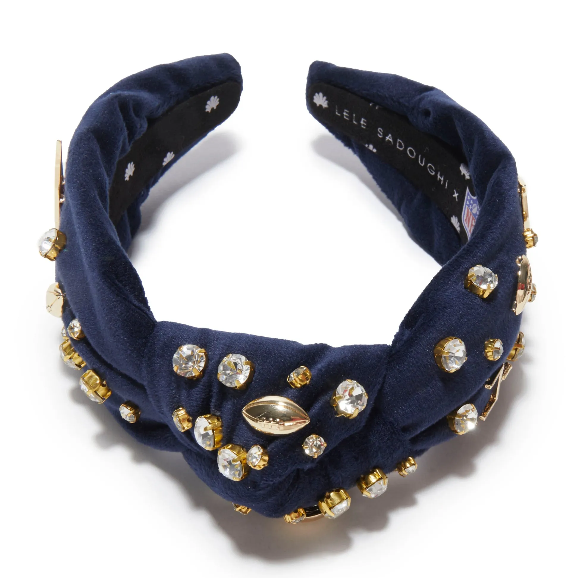 NEW ENGLAND PATRIOTS LELE SADOUGHI X NFL NAVY EMBELLISHED KNOTTED HEADBAND
