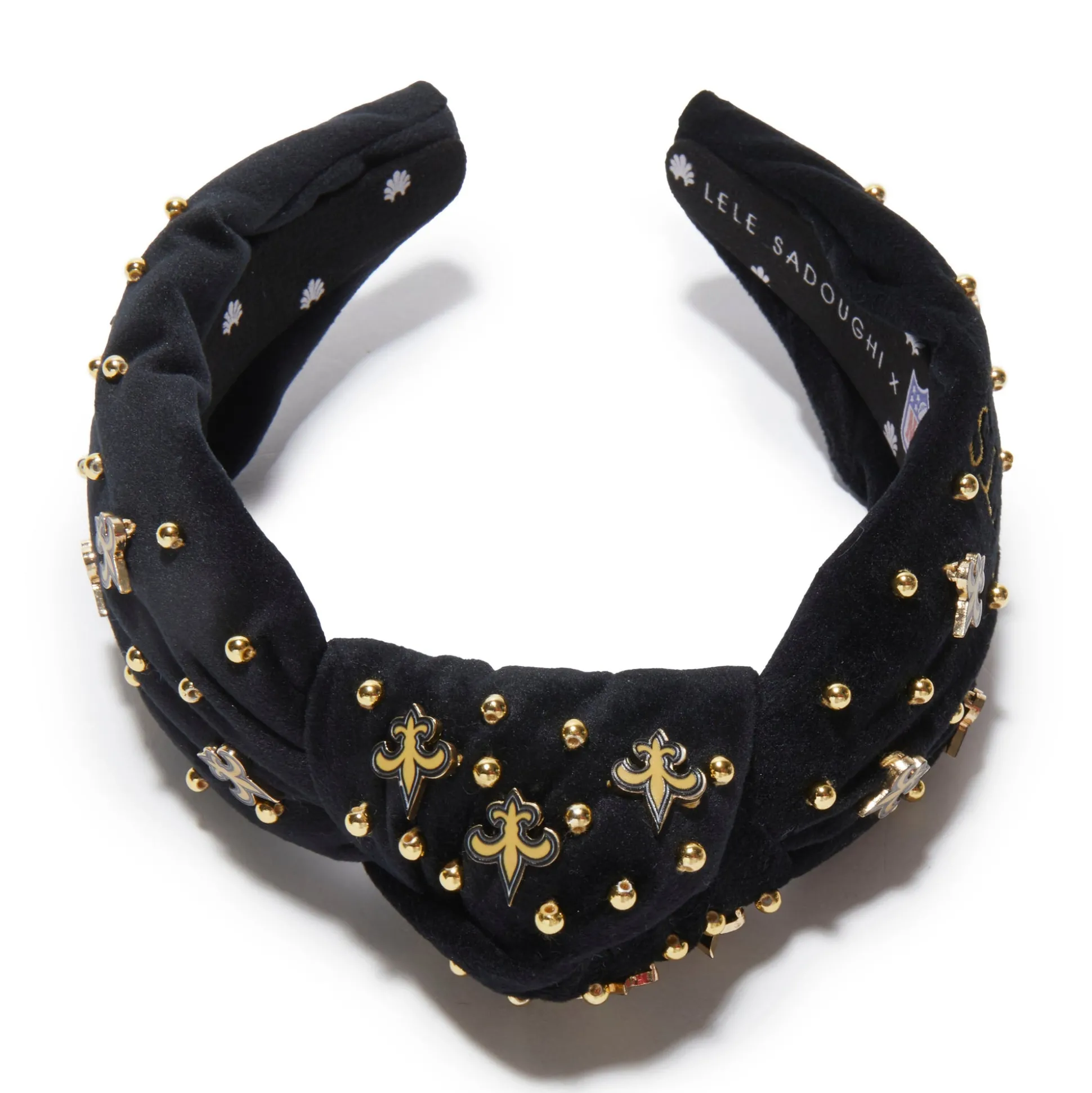 NEW ORLEANS SAINTS LELE SADOUGHI X NFL JET EMBELLISHED KNOTTED HEADBAND