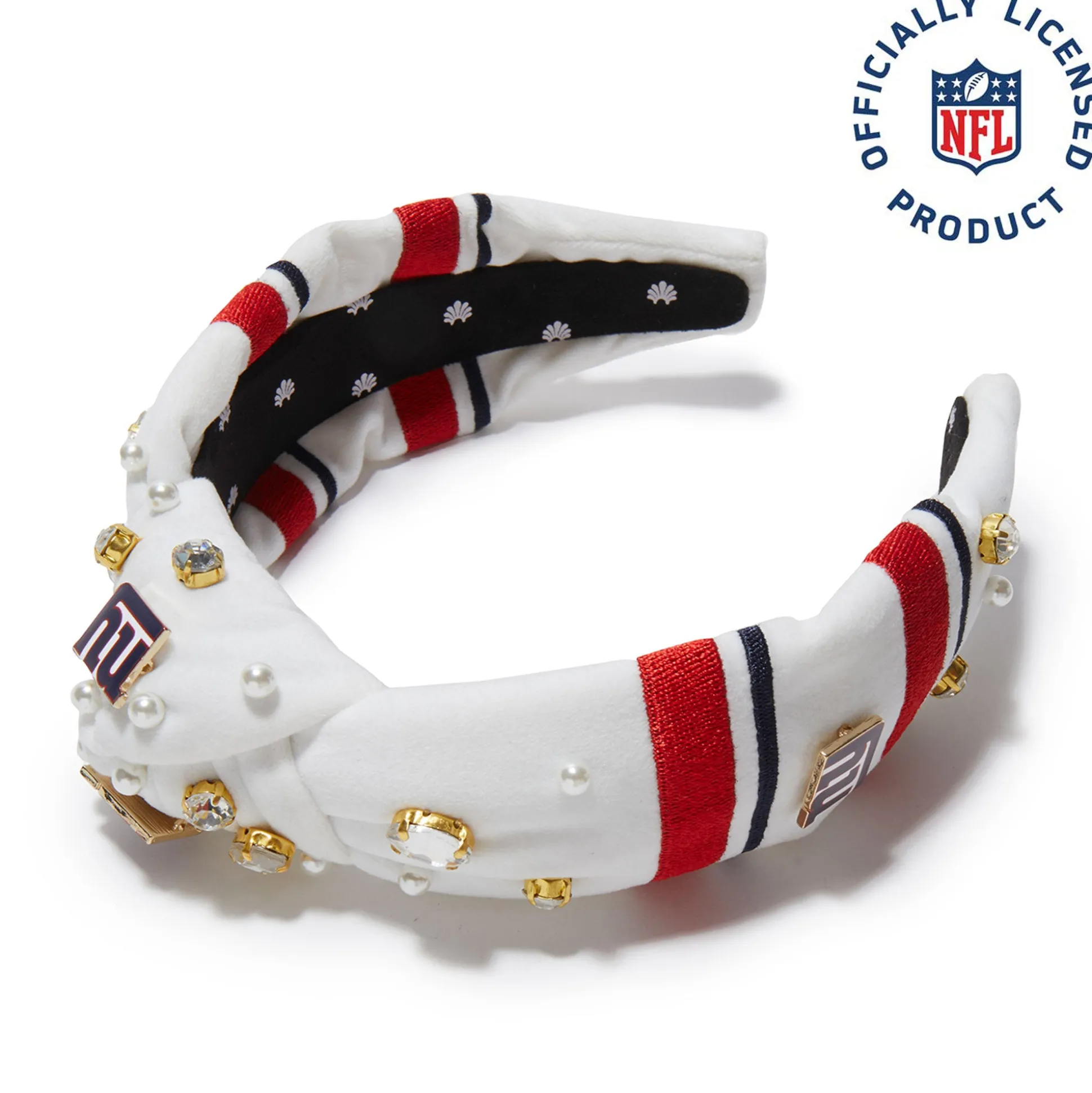 NEW YORK GIANTS LELE SADOUGHI X NFL IVORY EMBELLISHED KNOTTED HEADBAND