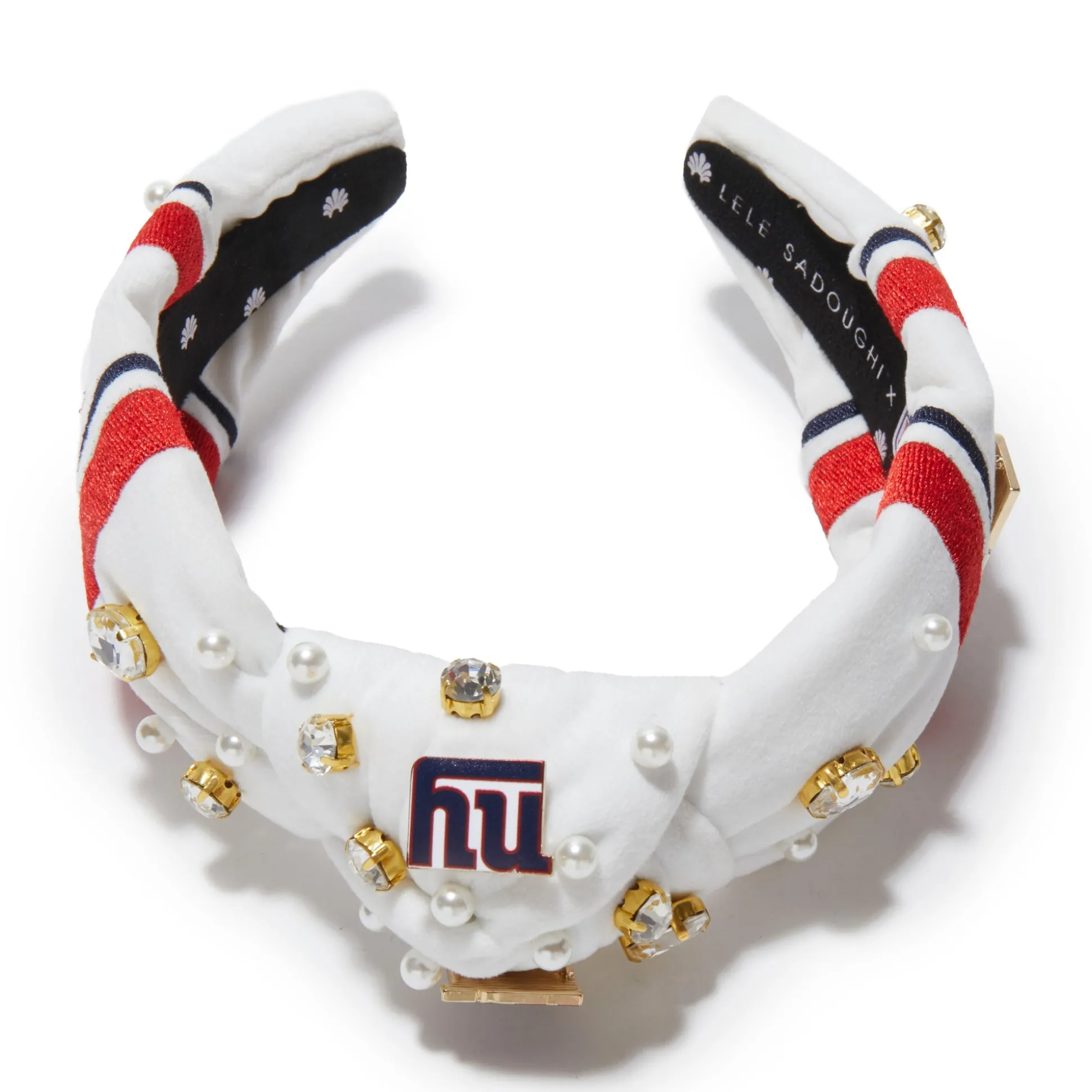 NEW YORK GIANTS LELE SADOUGHI X NFL IVORY EMBELLISHED KNOTTED HEADBAND