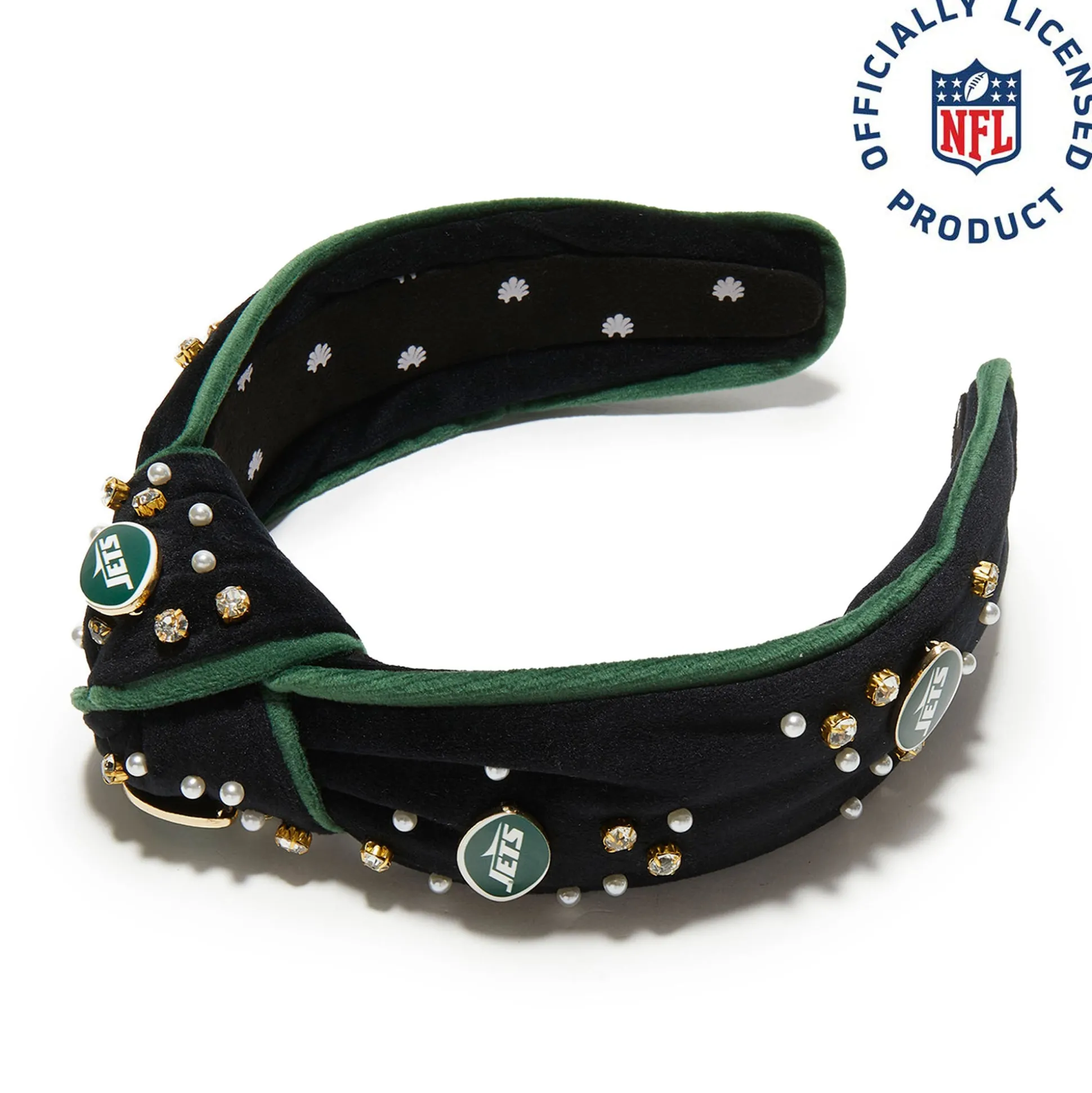 NEW YORK JETS LELE SADOUGHI X NFL JET EMBELLISHED KNOTTED HEADBAND