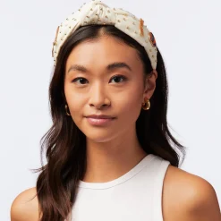 NEW YORK KNICKS LELE SADOUGHI / NBA IVORY EMBELLISHED KNOTTED HEADBAND
