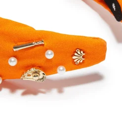 NY METS LELE SADOUGHI / MLB ORANGE EMBELLISHED KNOTTED HEADBAND