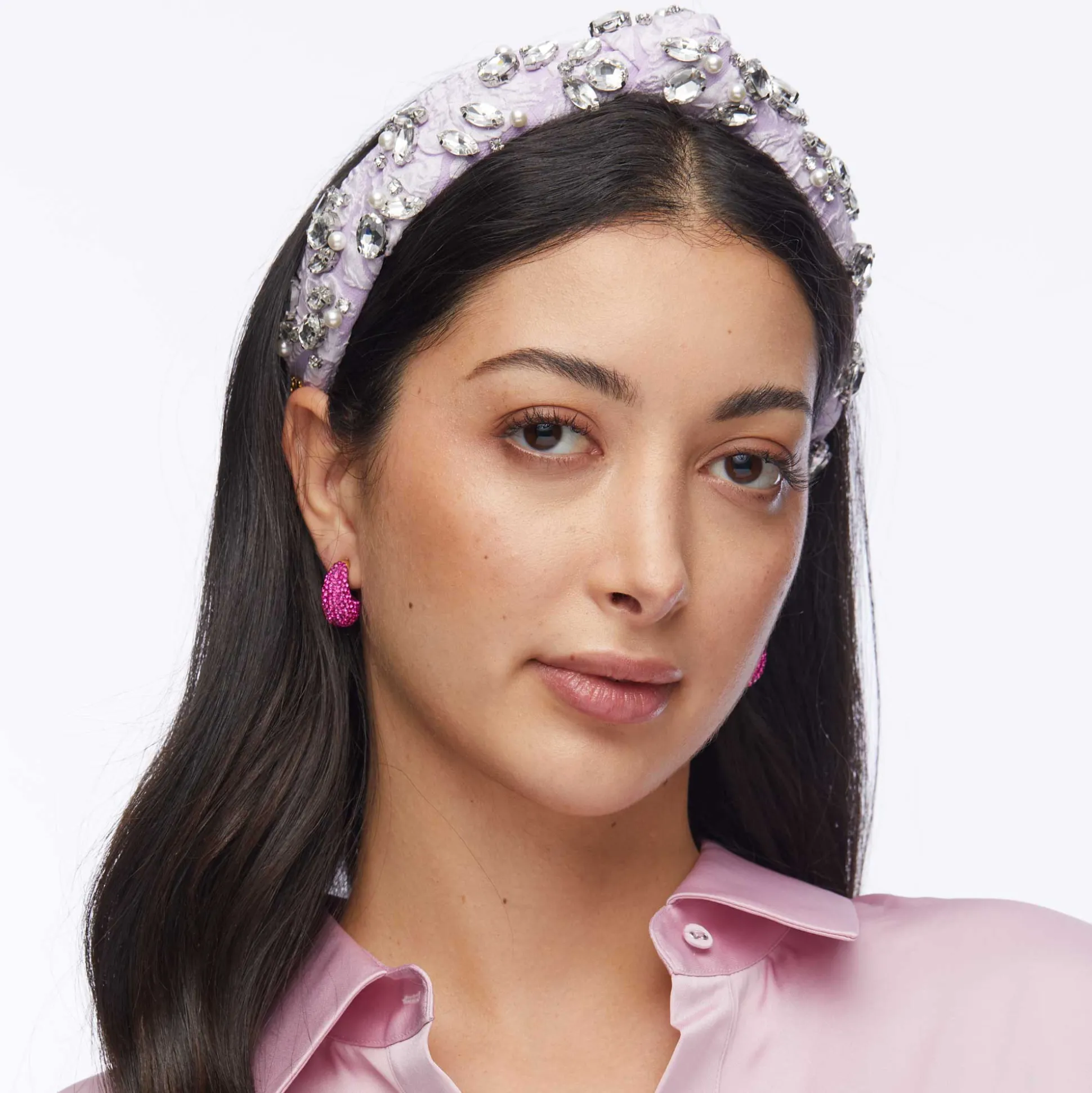 ORCHID SLIM KNOTTED CRYSTAL CLUSTER HEADBAND