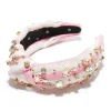PARADISE PINK PALM TREE CRYSTAL KNOTTED HEADBAND