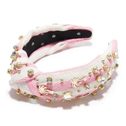 PARADISE PINK PALM TREE CRYSTAL KNOTTED HEADBAND