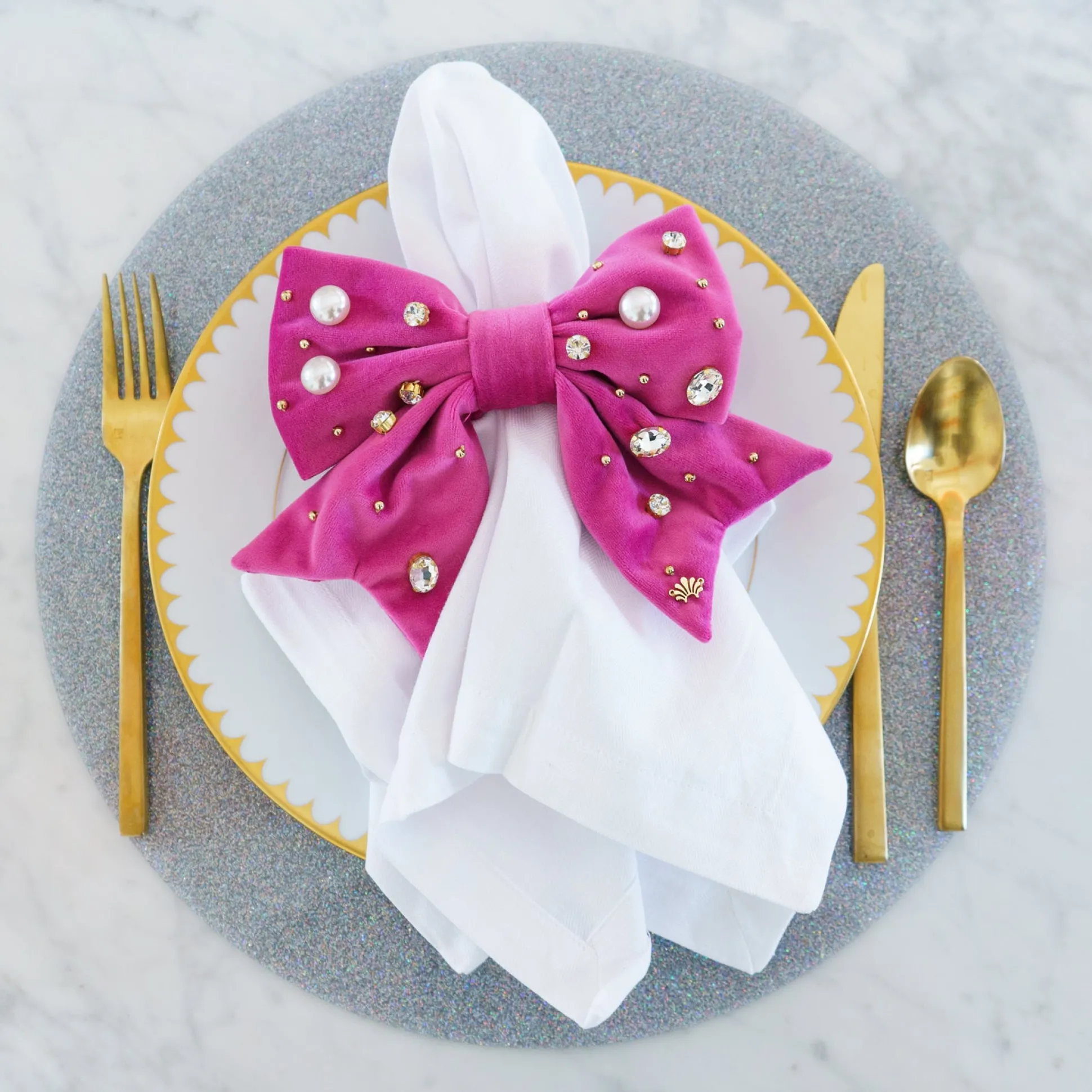 PASTEL GLITTER LUNA ROUND SET OF 4 PLACEMATS