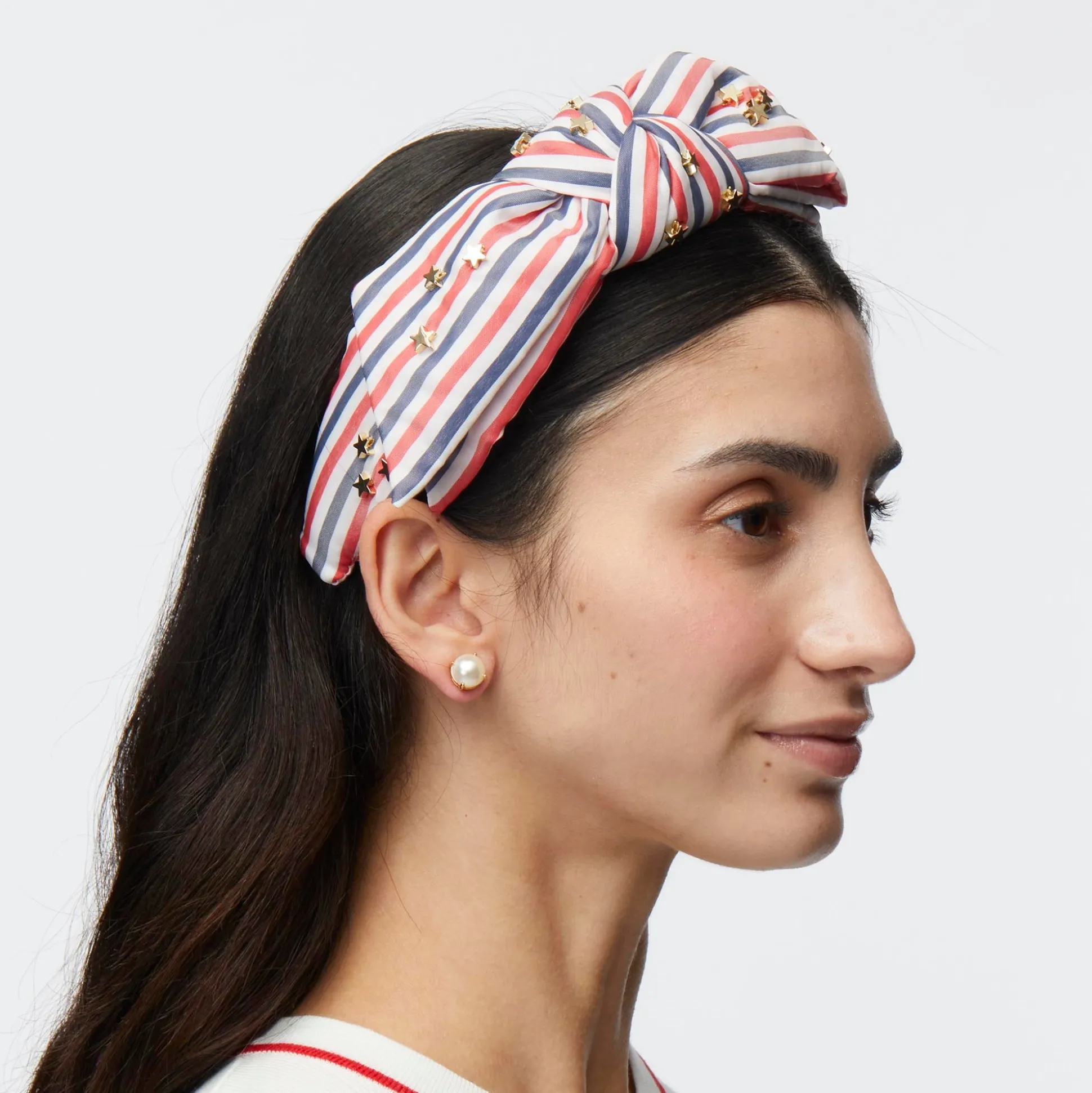 PATRIOTIC STRIPE HOLLY STRIPED EMBELLISHED HEADBAND