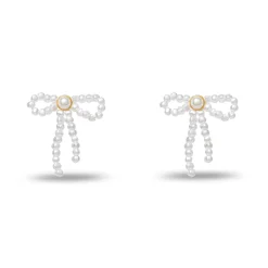 PEARL BOW STUD EARRINGS