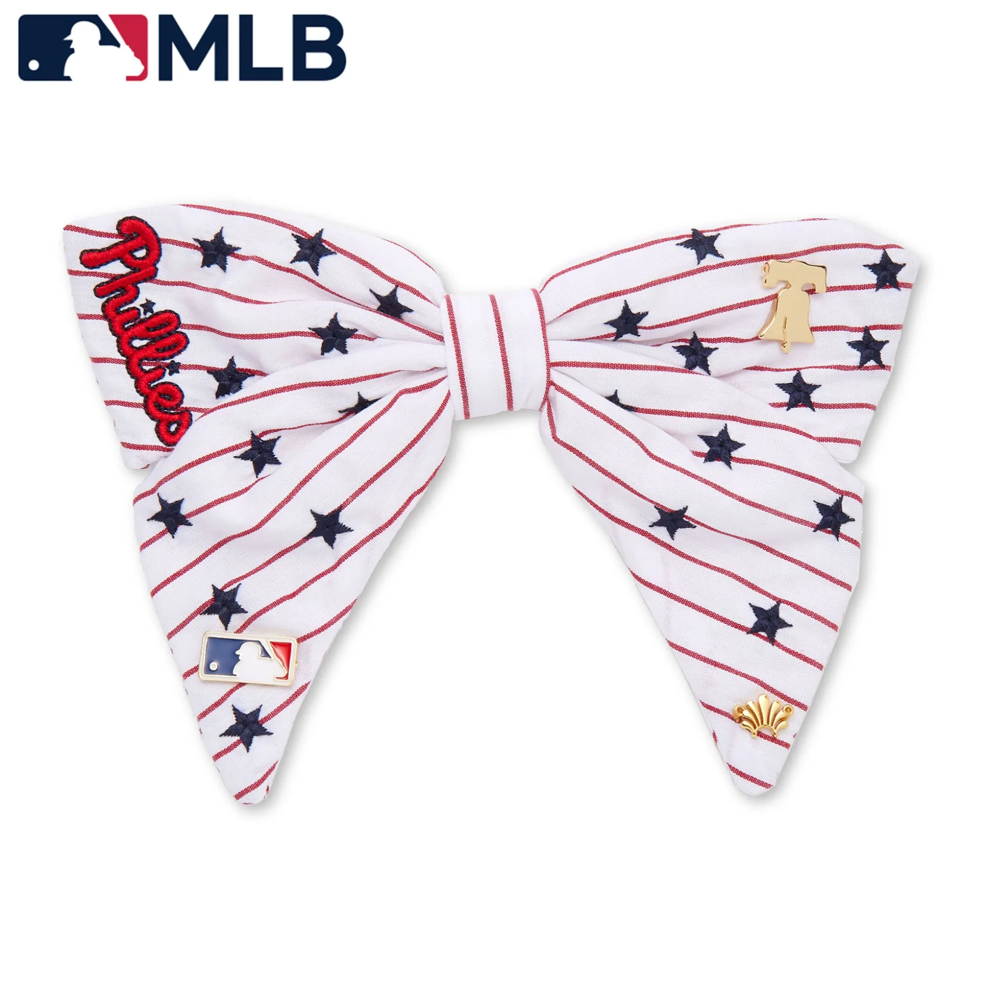 PHILADELPHIA PHILLIES LELE SADOUGHI / MLB STRIPE RED BOW BARRETTE