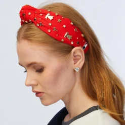 PHILADELPHIA PHILLIES LELE SADOUGHI / MLB RED EMBELLISHED KNOTTED HEADBAND