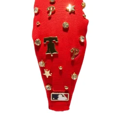 PHILADELPHIA PHILLIES LELE SADOUGHI / MLB RED EMBELLISHED KNOTTED HEADBAND